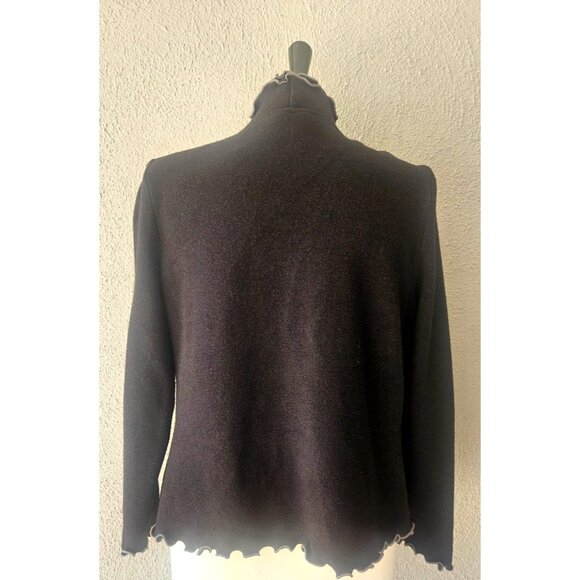 Joseph Ribkoff Black Ruffle Front Open Cardigan Size 6 - Picture 3 of 5